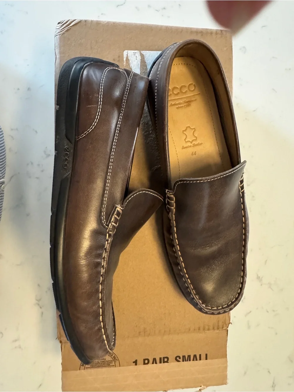Ecco Men’s Dark Brown Leather Slip-On Loafers size 44